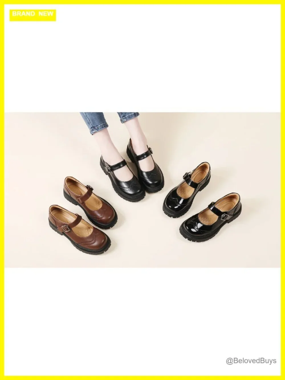 Chunky Mary Jane Platform Flats - Non Slip School Shoes with Adjustable Buckle